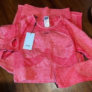 Gymshark Red Heathered Crop Top and Leggings Set